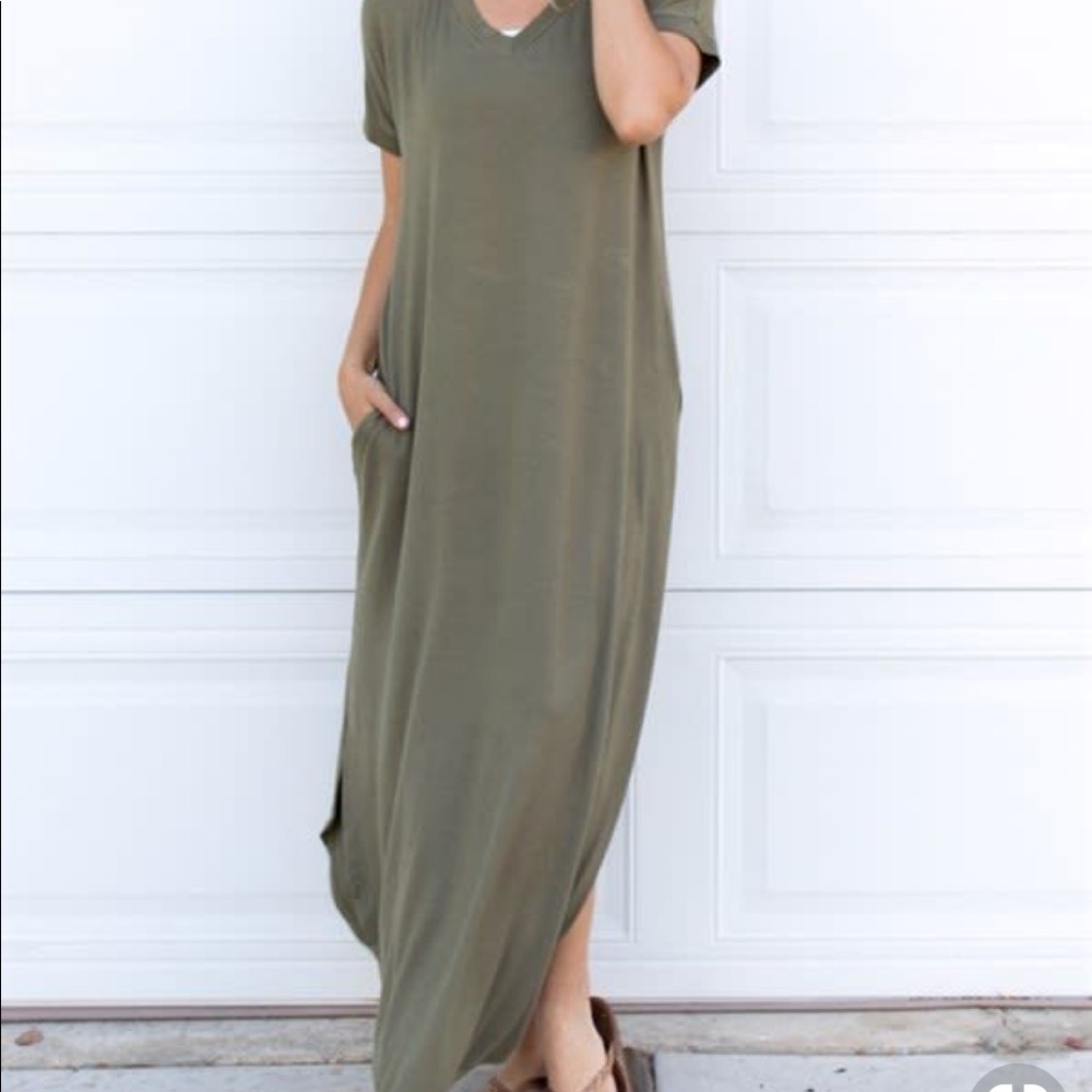 Olive green maxi dress